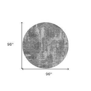 Homeroots 3' Black And Ivory Geometric Washable Area Rug - Perfect For Indoor Outdoor Spaces, Durable Design 8' Round Polyester 594553