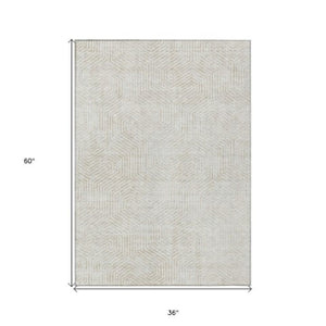 Homeroots 3' Black And Ivory Geometric Washable Area Rug - Perfect For Indoor Outdoor Spaces, Durable Design 3' X 5' Polyester 594557