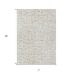 Homeroots 3' Black And Ivory Geometric Washable Area Rug - Perfect For Indoor Outdoor Spaces, Durable Design 5' X 8' Polyester 594558