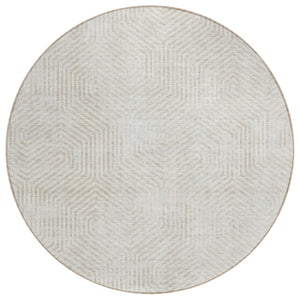 HomeRoots 5' Washable Ivory and Gray Geometric Area Rug for Indoor and Outdoor Spaces, Stylish and Durable 8' Round 594559