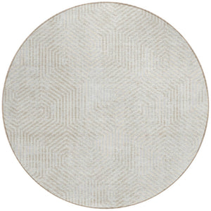 Homeroots 3' Black And Ivory Geometric Washable Area Rug - Perfect For Indoor Outdoor Spaces, Durable Design 8' Round Polyester 594559