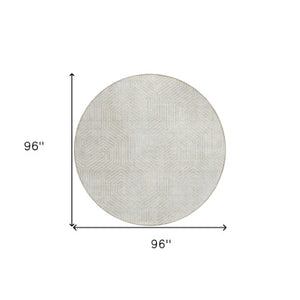 Homeroots 3' Black And Ivory Geometric Washable Area Rug - Perfect For Indoor Outdoor Spaces, Durable Design 8' Round Polyester 594559