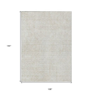 Homeroots 3' Black And Ivory Geometric Washable Area Rug - Perfect For Indoor Outdoor Spaces, Durable Design 9' X 12' Polyester 594561