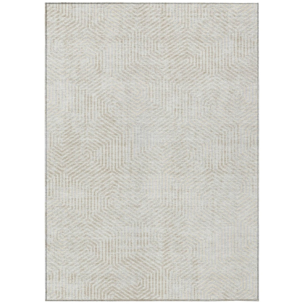 HomeRoots 9' X 12' Ivory and Gray Geometric Washable Area Rug – Stylish, Durable, Indoor/Outdoor Perfect for Any Space 594561
