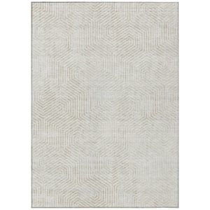 HomeRoots 5' Washable Ivory and Gray Geometric Area Rug for Indoor and Outdoor Spaces, Stylish and Durable 10' X 14' 594562