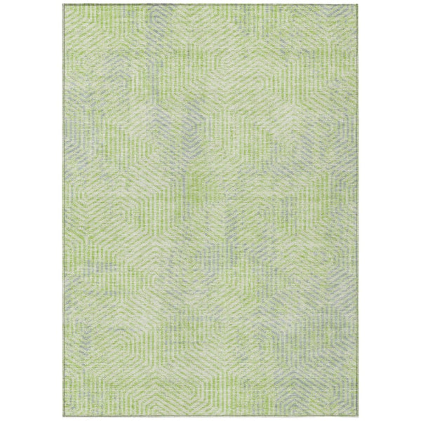 HomeRoots 5' Vibrant Lime Green Gray Ivory Geometric Washable Indoor Outdoor Area Rug for Stylish Spaces 10' X 14' 594568