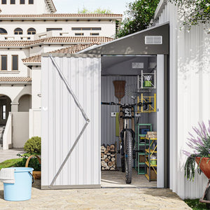 English Elm Campcraft Metal Storage Shed with Sloped Roof Ventilation and Weather Resistant Steel Panels Dark Gray W1598P283837