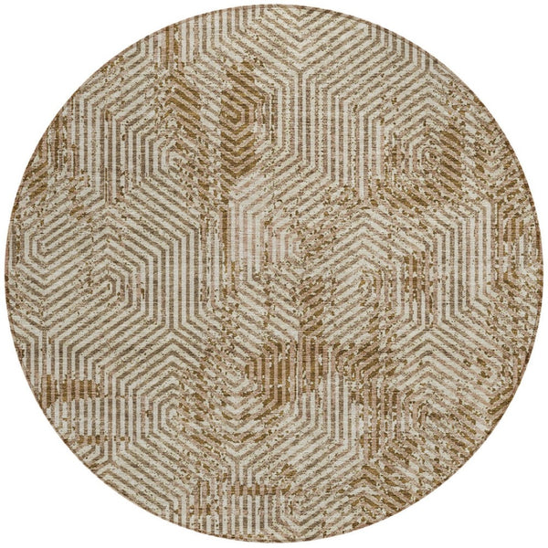 Homeroots 3' Black And Ivory Geometric Washable Area Rug - Perfect For Indoor Outdoor Spaces, Durable Design 8' Round Polyester 594571