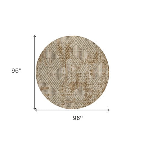 Homeroots 3' Black And Ivory Geometric Washable Area Rug - Perfect For Indoor Outdoor Spaces, Durable Design 8' Round Polyester 594571