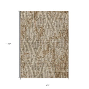 Homeroots 3' Black And Ivory Geometric Washable Area Rug - Perfect For Indoor Outdoor Spaces, Durable Design 9' X 12' Polyester 594573