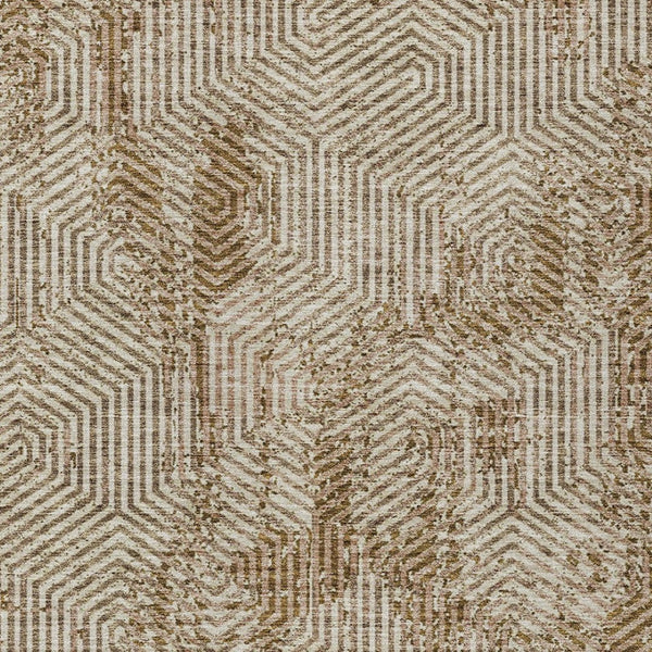 HomeRoots 9' X 12' Washable Brown and Beige Geometric Area Rug | Stylish Indoor/Outdoor Durable Design 594573