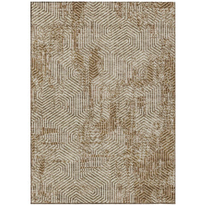 HomeRoots 5' Durable Brown and Beige Geometric Indoor Outdoor Area Rug - Stylish, Washable, Versatile Design 10' X 14' 594574