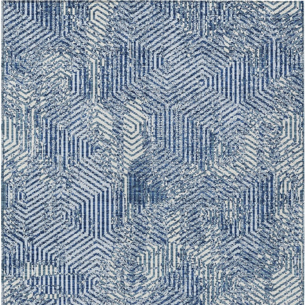 Homeroots 3' Black And Ivory Geometric Washable Area Rug - Perfect For Indoor Outdoor Spaces, Durable Design 5' X 8' Polyester 594576