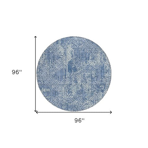 Homeroots 3' Black And Ivory Geometric Washable Area Rug - Perfect For Indoor Outdoor Spaces, Durable Design 8' Round Polyester 594577