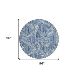 Homeroots 3' Black And Ivory Geometric Washable Area Rug - Perfect For Indoor Outdoor Spaces, Durable Design 8' Round Polyester 594577