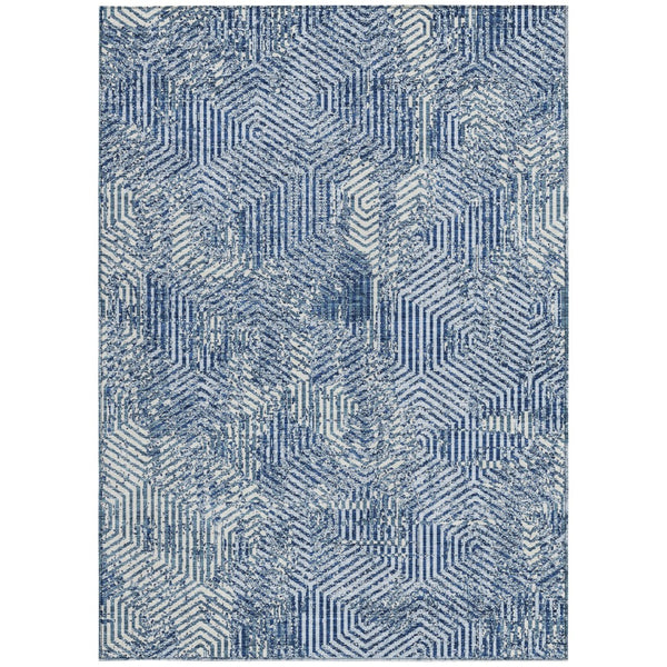 Homeroots 3' Black And Ivory Geometric Washable Area Rug - Perfect For Indoor Outdoor Spaces, Durable Design 8' X 10' Polyester 594578