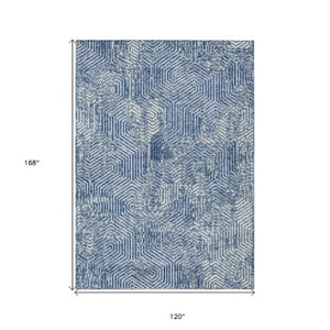 Homeroots 3' Black And Ivory Geometric Washable Area Rug - Perfect For Indoor Outdoor Spaces, Durable Design 10' X 14' Polyester 594580