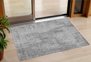 Homeroots 3' Black And Ivory Geometric Washable Area Rug - Perfect For Indoor Outdoor Spaces, Durable Design 3' X 5' Polyester 594581