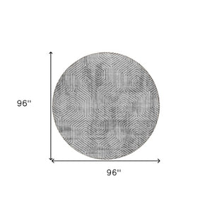 Homeroots 3' Black And Ivory Geometric Washable Area Rug - Perfect For Indoor Outdoor Spaces, Durable Design 8' Round Polyester 594583