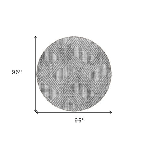 Homeroots 3' Black And Ivory Geometric Washable Area Rug - Perfect For Indoor Outdoor Spaces, Durable Design 8' Round Polyester 594583