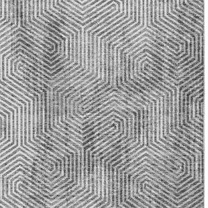 Homeroots 3' Black And Ivory Geometric Washable Area Rug - Perfect For Indoor Outdoor Spaces, Durable Design 9' X 12' Polyester 594585