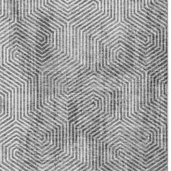 Homeroots 3' Black And Ivory Geometric Washable Area Rug - Perfect For Indoor Outdoor Spaces, Durable Design 9' X 12' Polyester 594585