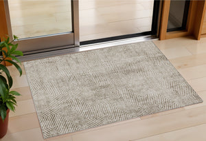 Homeroots 3' Black And Ivory Geometric Washable Area Rug - Perfect For Indoor Outdoor Spaces, Durable Design 3' X 5' Polyester 594593