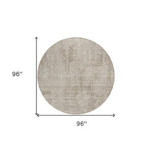 Homeroots 3' Black And Ivory Geometric Washable Area Rug - Perfect For Indoor Outdoor Spaces, Durable Design 8' Round Polyester 594595