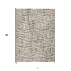 Homeroots 3' Black And Ivory Geometric Washable Area Rug - Perfect For Indoor Outdoor Spaces, Durable Design 8' X 10' Polyester 594596