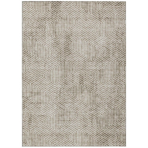 HomeRoots 5' Modern Taupe and Beige Geometric Indoor Outdoor Area Rug - Durable, Washable, Stylish Design 8' X 10' 594596