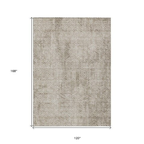 Homeroots 3' Black And Ivory Geometric Washable Area Rug - Perfect For Indoor Outdoor Spaces, Durable Design 10' X 14' Polyester 594598