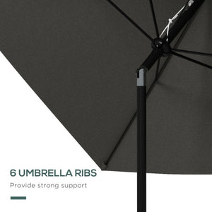 English Elm Outsunny 6.5' X 10' Rectangular Patio Umbrella With Crank, Tilt & Uv Protection For Outdoor Comfort W2225P174142-GIGA