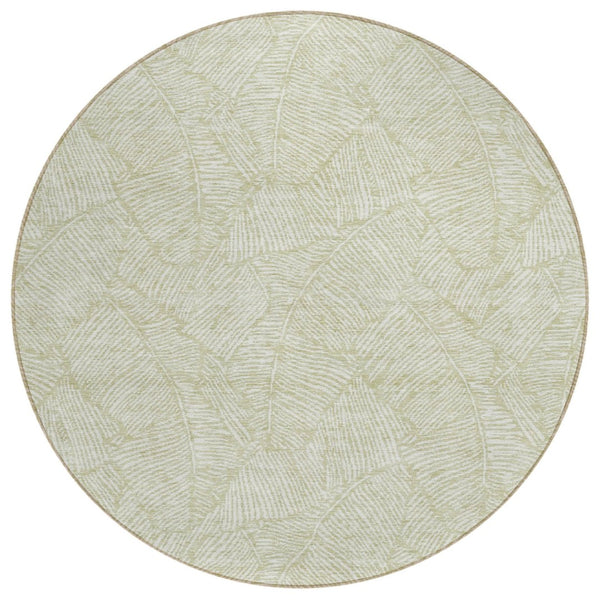 HomeRoots 5' Artichoke Green Floral Area Rug - Washable, Durable, and Stylish for Indoor & Outdoor Spaces 8' Round 594601