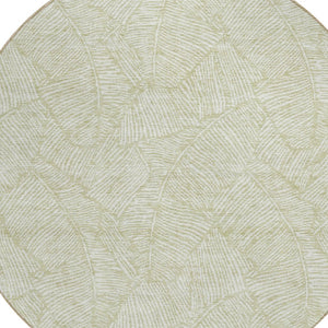 Homeroots 3' Artichoke Green Floral Area Rug - Washable, Durable, Perfect For Indoor & Outdoor Spaces! 8' Round Polyester 594601