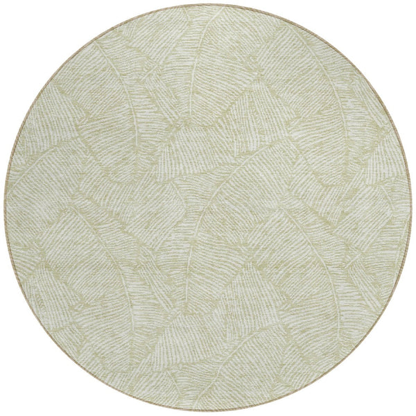 Homeroots 3' Artichoke Green Floral Area Rug - Washable, Durable, Perfect For Indoor & Outdoor Spaces! 8' Round Polyester 594601