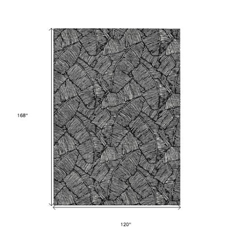 Homeroots 3' Artichoke Green Floral Area Rug - Washable, Durable, Perfect For Indoor & Outdoor Spaces! 10' X 14' Polyester 594610