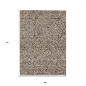 Homeroots 3' Artichoke Green Floral Area Rug - Washable, Durable, Perfect For Indoor & Outdoor Spaces! 5' X 8' Polyester 594612