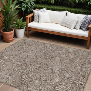 Homeroots 3' Artichoke Green Floral Area Rug - Washable, Durable, Perfect For Indoor & Outdoor Spaces! 9' X 12' Polyester 594615