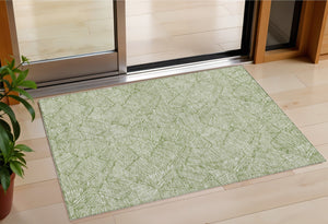 Homeroots 3' Artichoke Green Floral Area Rug - Washable, Durable, Perfect For Indoor & Outdoor Spaces! 3' X 5' Polyester 594617