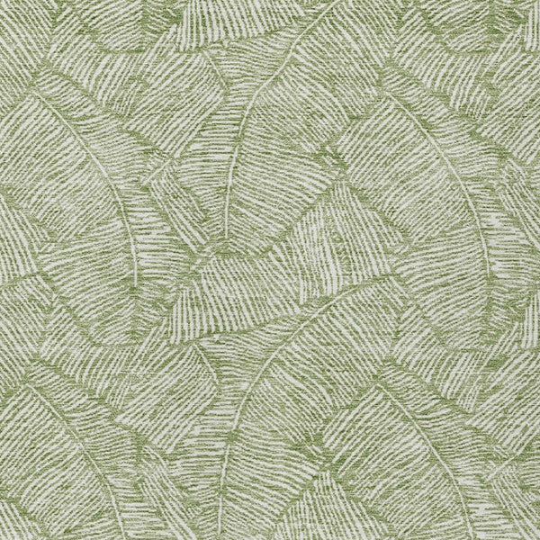 Homeroots 3' Artichoke Green Floral Area Rug - Washable, Durable, Perfect For Indoor & Outdoor Spaces! 3' X 5' Polyester 594617