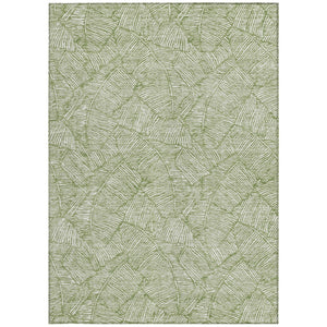 Homeroots 3' Artichoke Green Floral Area Rug - Washable, Durable, Perfect For Indoor & Outdoor Spaces! 5' X 8' Polyester 594618