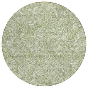 HomeRoots 5' Refreshing Green and Ivory Floral Washable Area Rug for Indoor and Outdoor High-Traffic Spaces 8' Round 594619