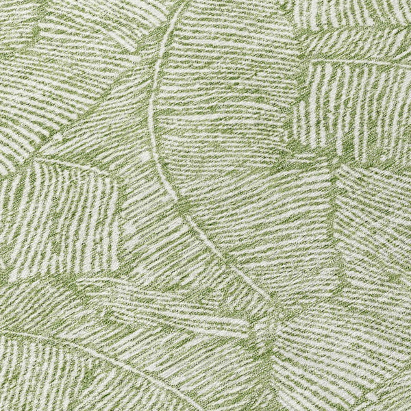 Homeroots 3' Artichoke Green Floral Area Rug - Washable, Durable, Perfect For Indoor & Outdoor Spaces! 8' Round Polyester 594619