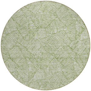 Homeroots 3' Artichoke Green Floral Area Rug - Washable, Durable, Perfect For Indoor & Outdoor Spaces! 8' Round Polyester 594619