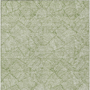 Homeroots 3' Artichoke Green Floral Area Rug - Washable, Durable, Perfect For Indoor & Outdoor Spaces! 8' X 10' Polyester 594620