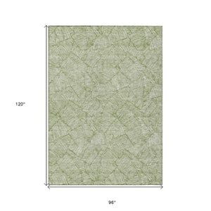 Homeroots 3' Artichoke Green Floral Area Rug - Washable, Durable, Perfect For Indoor & Outdoor Spaces! 8' X 10' Polyester 594620