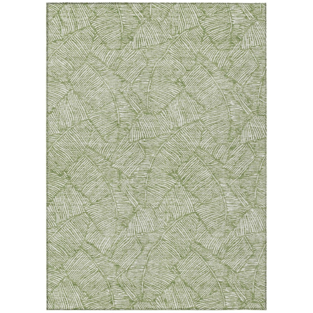 HomeRoots 5' Refreshing Green and Ivory Floral Washable Area Rug for Indoor and Outdoor High-Traffic Spaces 8' X 10' 594620