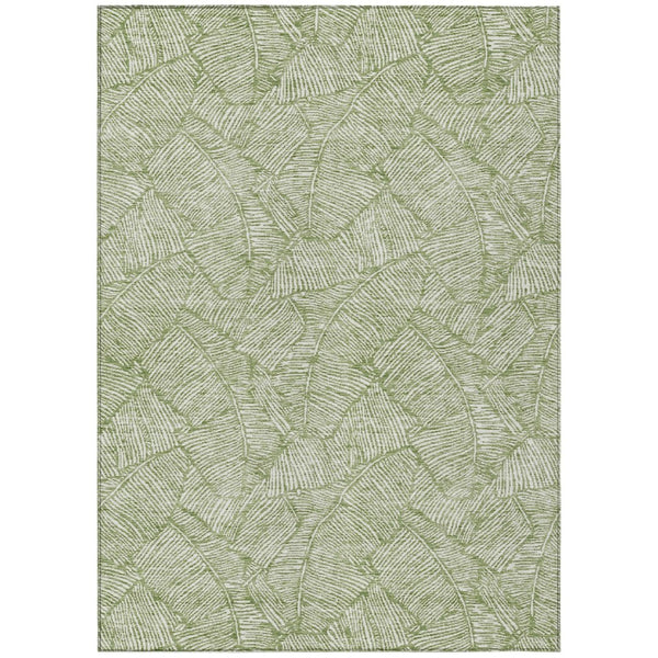 HomeRoots 5' Refreshing Green and Ivory Floral Washable Area Rug for Indoor and Outdoor High-Traffic Spaces 8' X 10' 594620