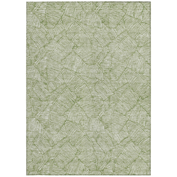 Homeroots 3' Artichoke Green Floral Area Rug - Washable, Durable, Perfect For Indoor & Outdoor Spaces! 9' X 12' Polyester 594621