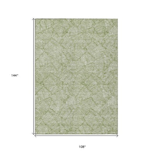 Homeroots 3' Artichoke Green Floral Area Rug - Washable, Durable, Perfect For Indoor & Outdoor Spaces! 9' X 12' Polyester 594621